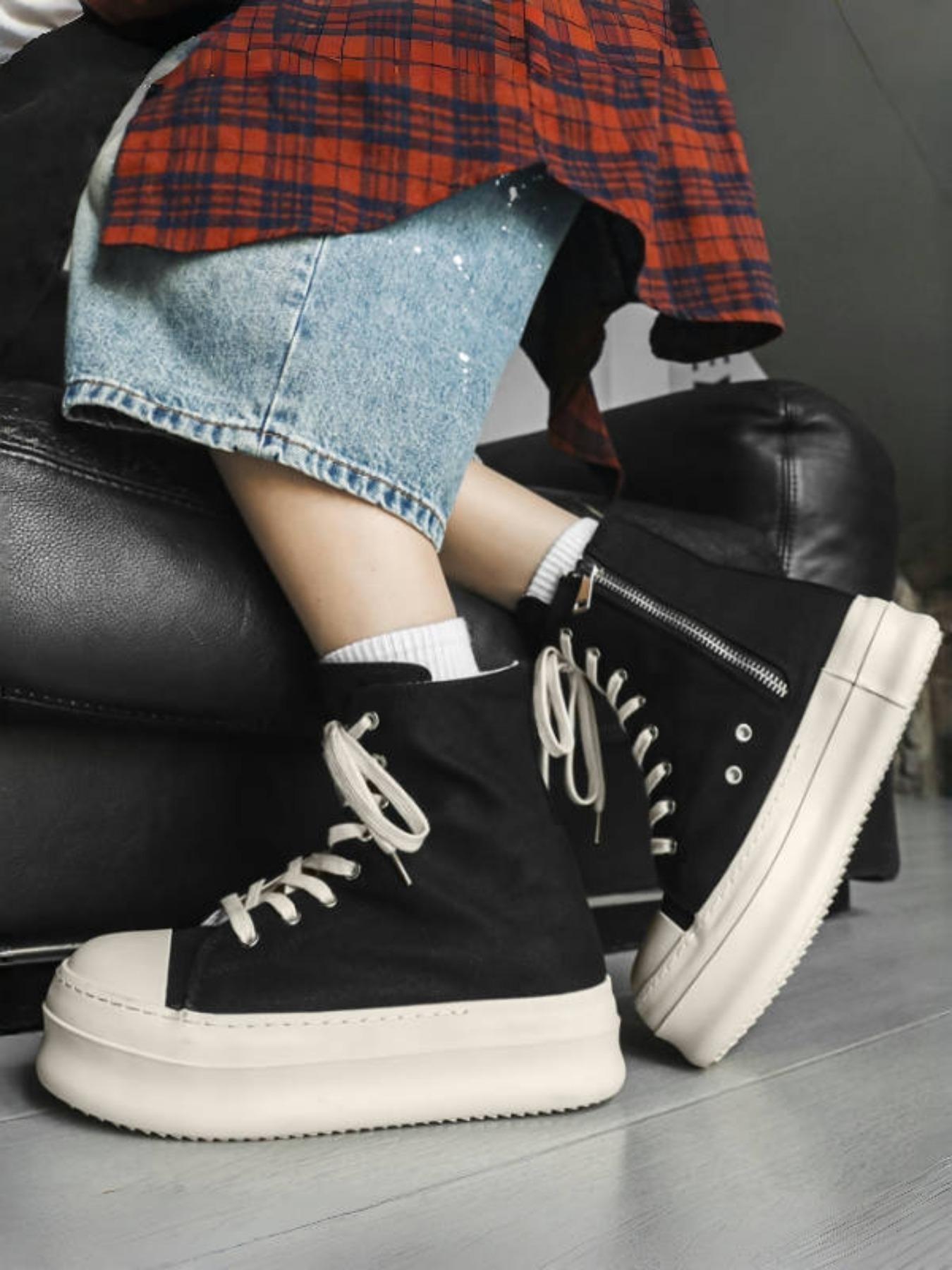 Fashionable High-Top Durable Outdoor Hiking Shoes Hiking Boots with Side Zipper, Sporty Style, Lightweight Comfort, Unisex Design for All Seasons