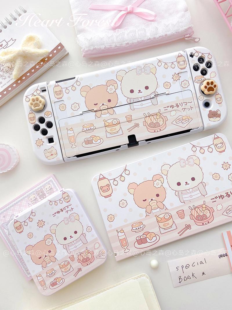 Ins Style Original Switch Protective Cover Cute Bear Oled Controller Cover Can Be Inserted Dock for Nintendo Switch Joy-Con