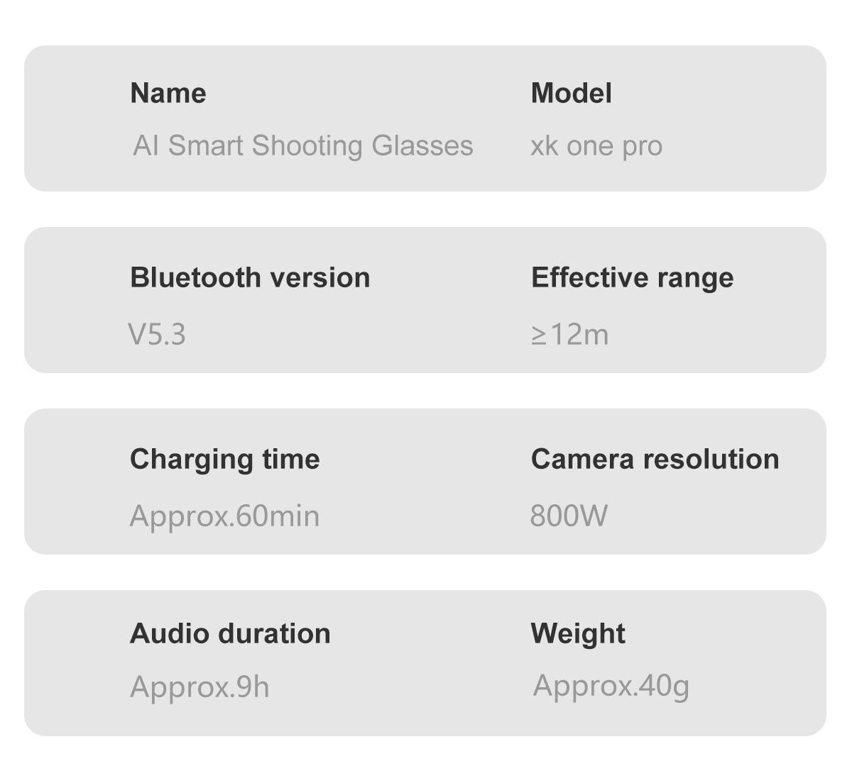 Smart Glasses with Camera for Sport,8MP Camera,One Click Audio Recording,First-Person Photo Video Shooting,Bluetooth Calling & Music Playback,AI Smart Translation and Simultaneous Interpretation ,WiFi Transfer, 290Mah Battery ,3Lenses Total
