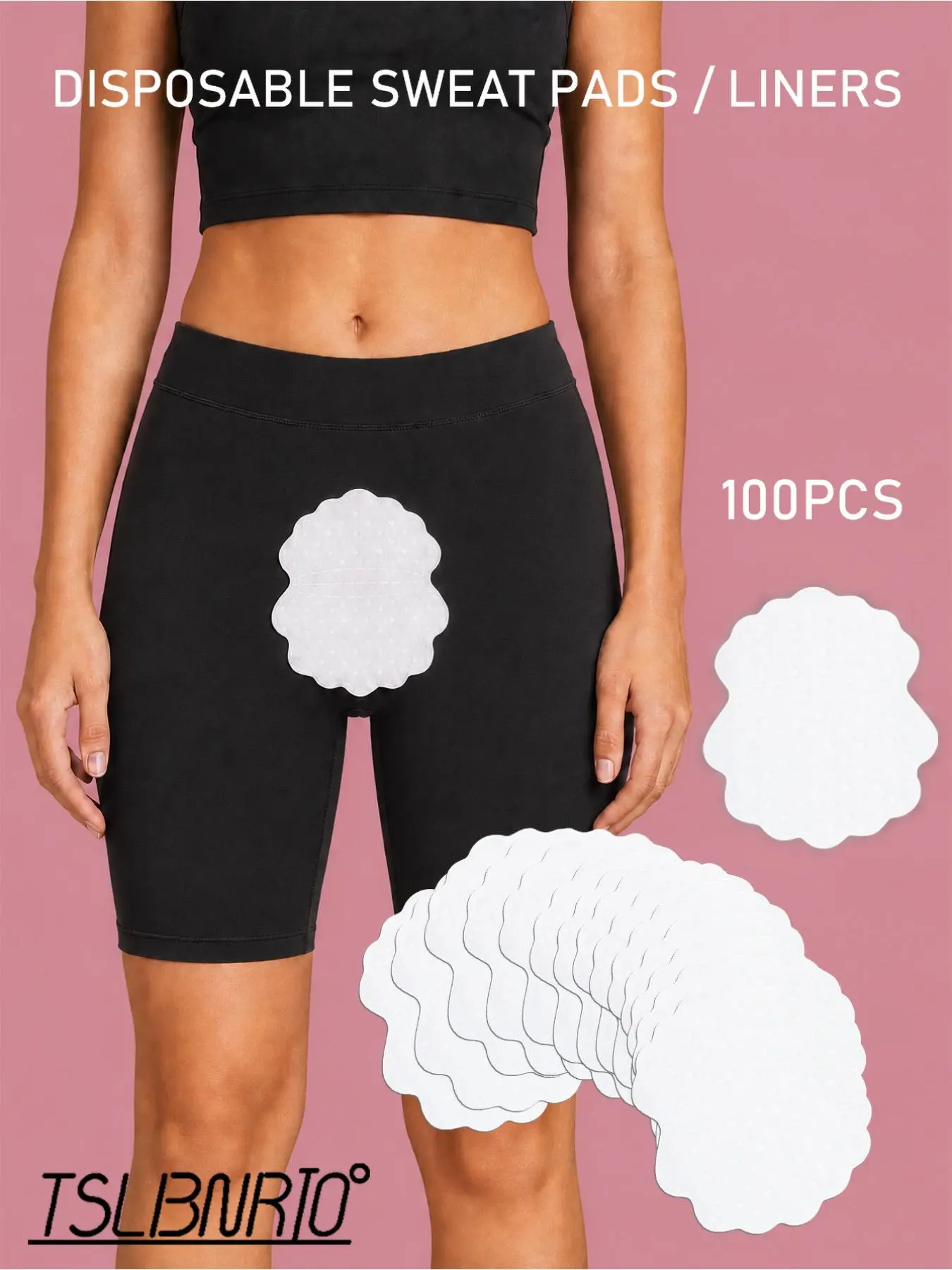 100PCS Large Pack Disposable Plum Blossom Sweat Pads. Premium choice for summer wear with touch and slim thickness, fits neatly inside yoga pants and athletic leggings.