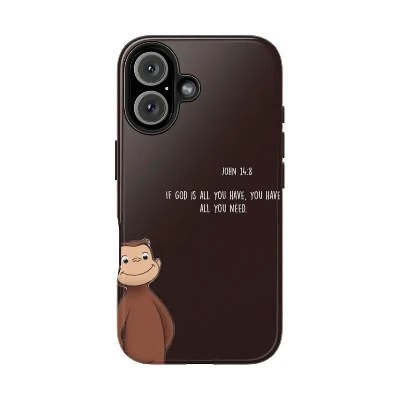 Curious George Christian Faith & Inspiration Polycarbonate Cellphone Casing, Shockproof Durable Handheld Devices Accessory, John 14:8 Bible Verse Protective Cover for iPhone 17-13, SE, Max, Pro (Mobile Phone Accessories Included)
