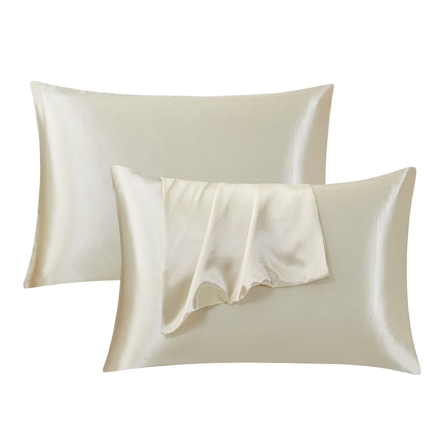 Solid-color satin pillowcases, skin-friendly and breathable unfilled pillowcases, soft and comfortable home and dormitory bedding accessories, cool and smooth to the touch, for a refreshing bedroom, bedroom decor, silky satin bedding