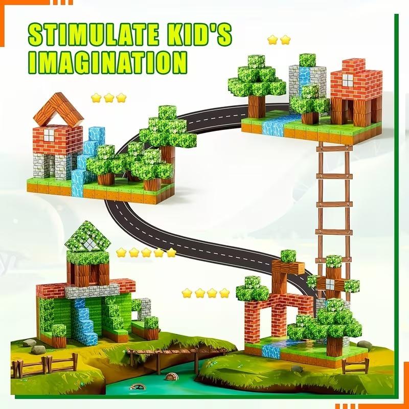 Magnetic Blocks-50/100/150/200 PCS Magnetic Building Blocks Magnetic Tiles Stacking, Build-Magnet-World Set, STEM Montessori Sensory Toys Magnet Blocks，Valentine's Day Gifts, Kids Gifts Educational Activities Creative Play Outdoorfun Square