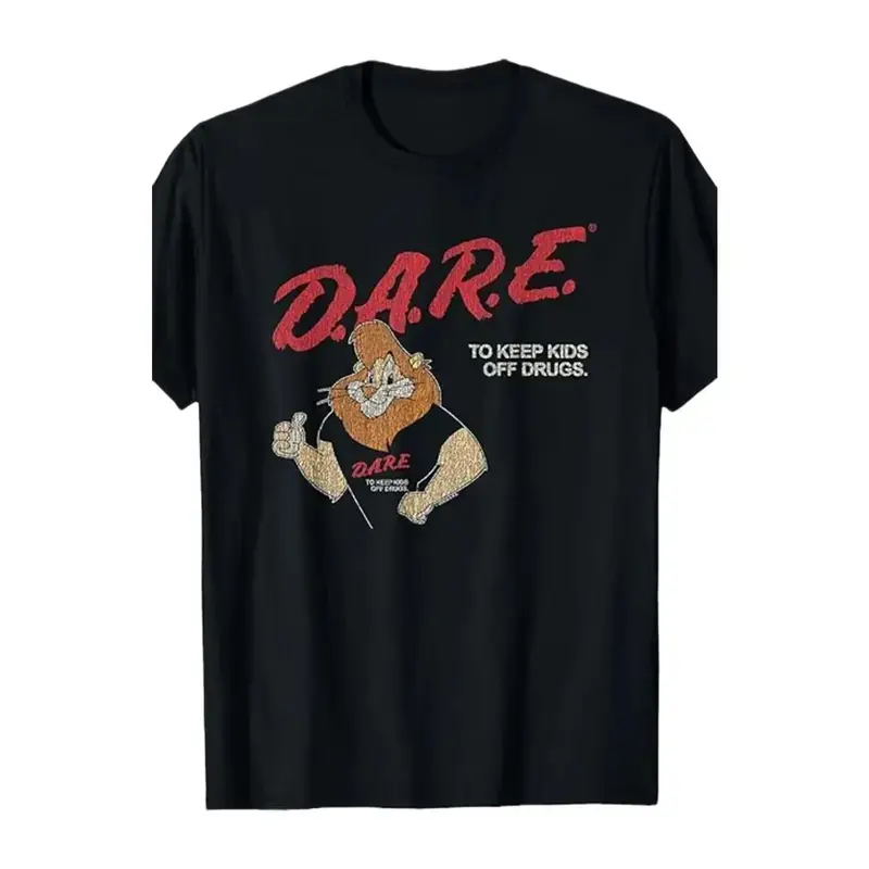 Men's 90s Retro D.A.R.E Short-Sleeve T-Shirt, Dare Themed Graphic Design Top Gooner Eat Sleep Goon Repeat Washed Acid Vintage cotton favorite tee color comfort Unisex tshirt kemp tia white charleston graphic tee sarcastic funny