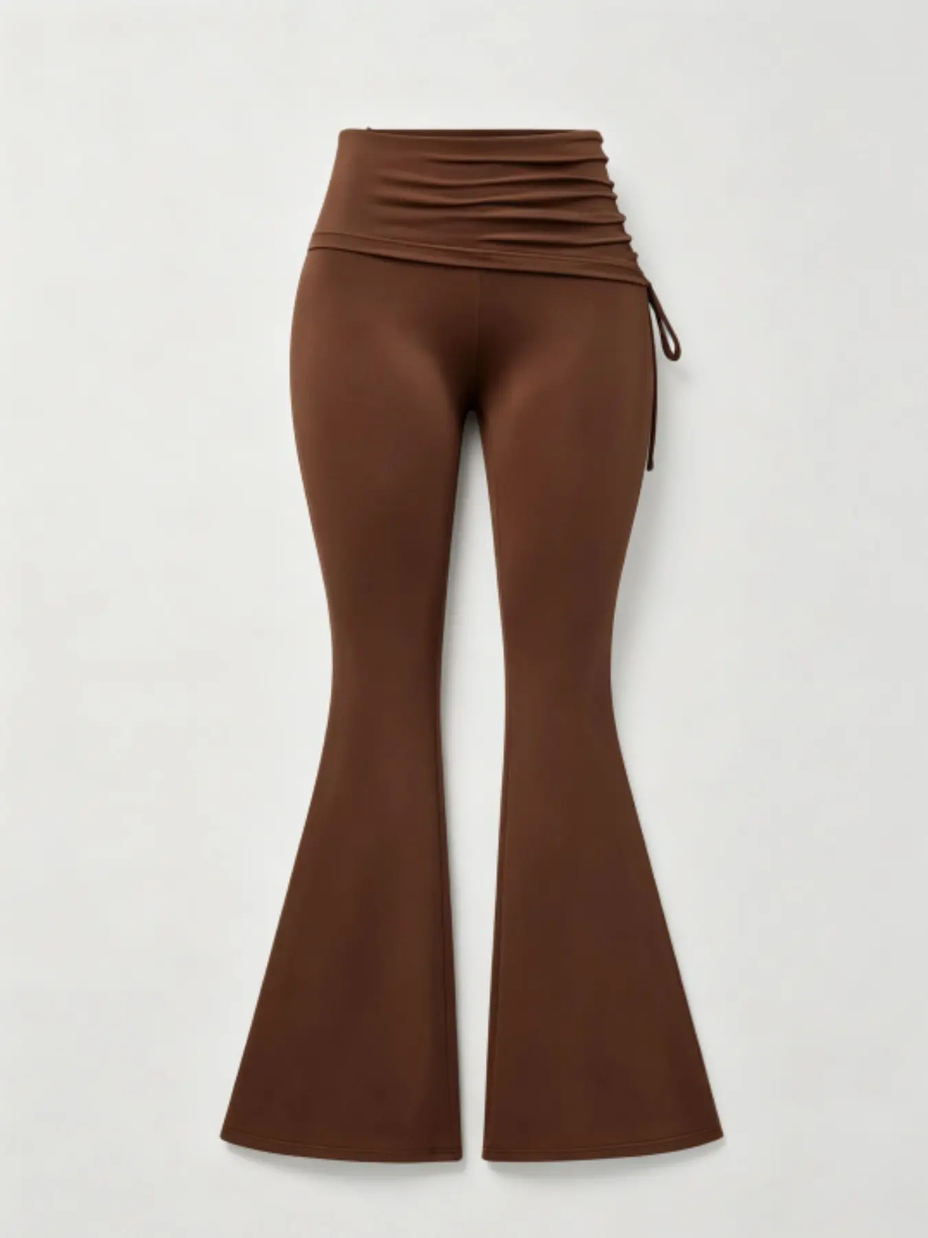 Women's Solid Color Tie Side Flare Leg Pants, Casual Comfy Stretchy Bell Bottom Trousers for Daily Wear, Ladies Bottoms for All Seasons, Casual Fashion Pants, Casual Chic Bottoms, Casual Summer Bottoms