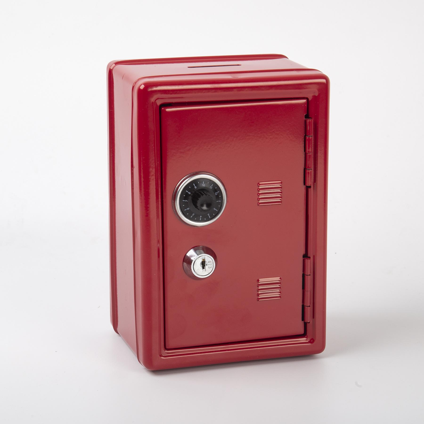 Mini Safe Piggy Bank, Creative Metal Storage Box with Password & Key Lock, Cash & Coin Organizer