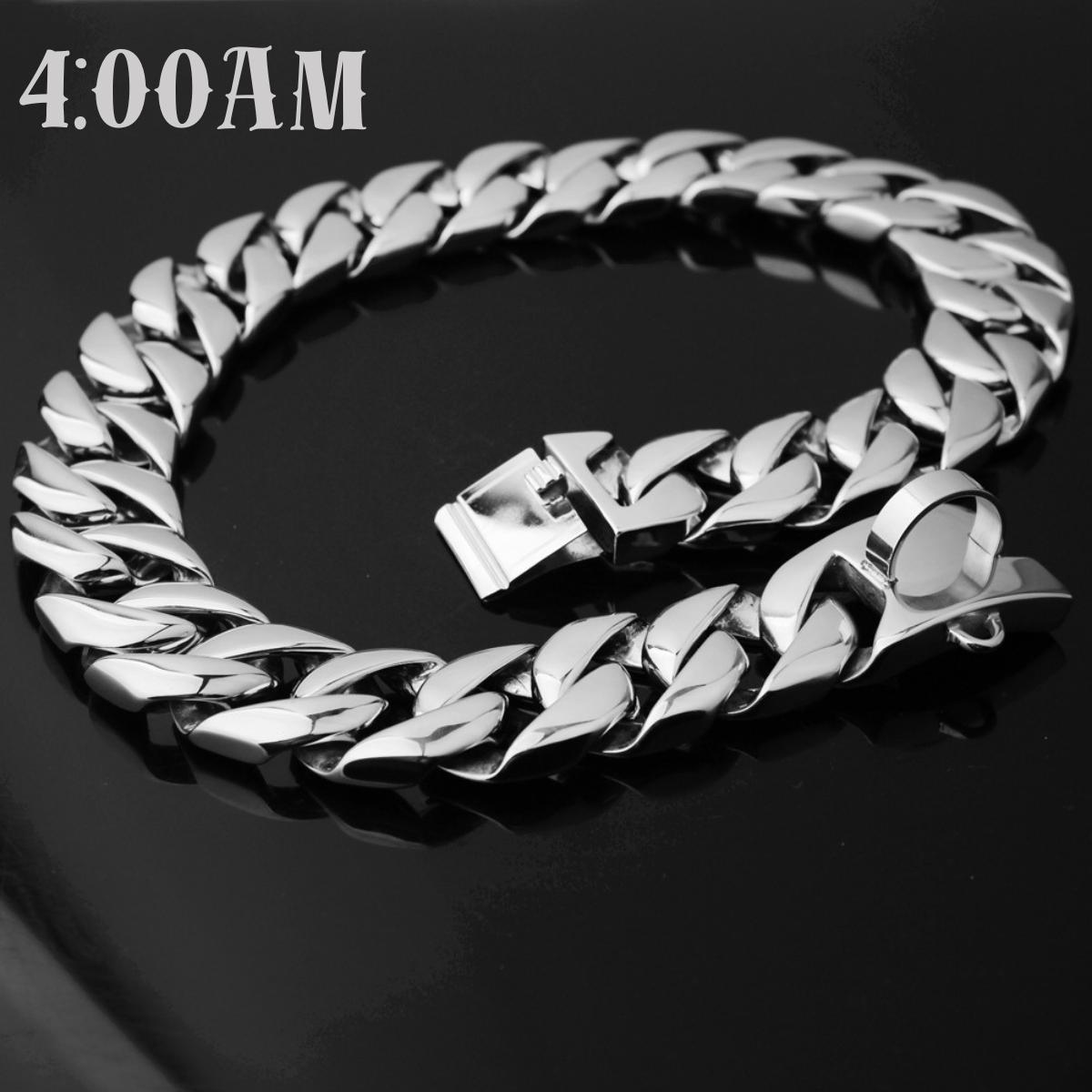 4:00AM 32mm Stainless Steel Dog Luxury Golden Dog Collars and Leashes Big dog Chain Secure Lock Necklace for Pet DIY Hip Hop Jewelry
