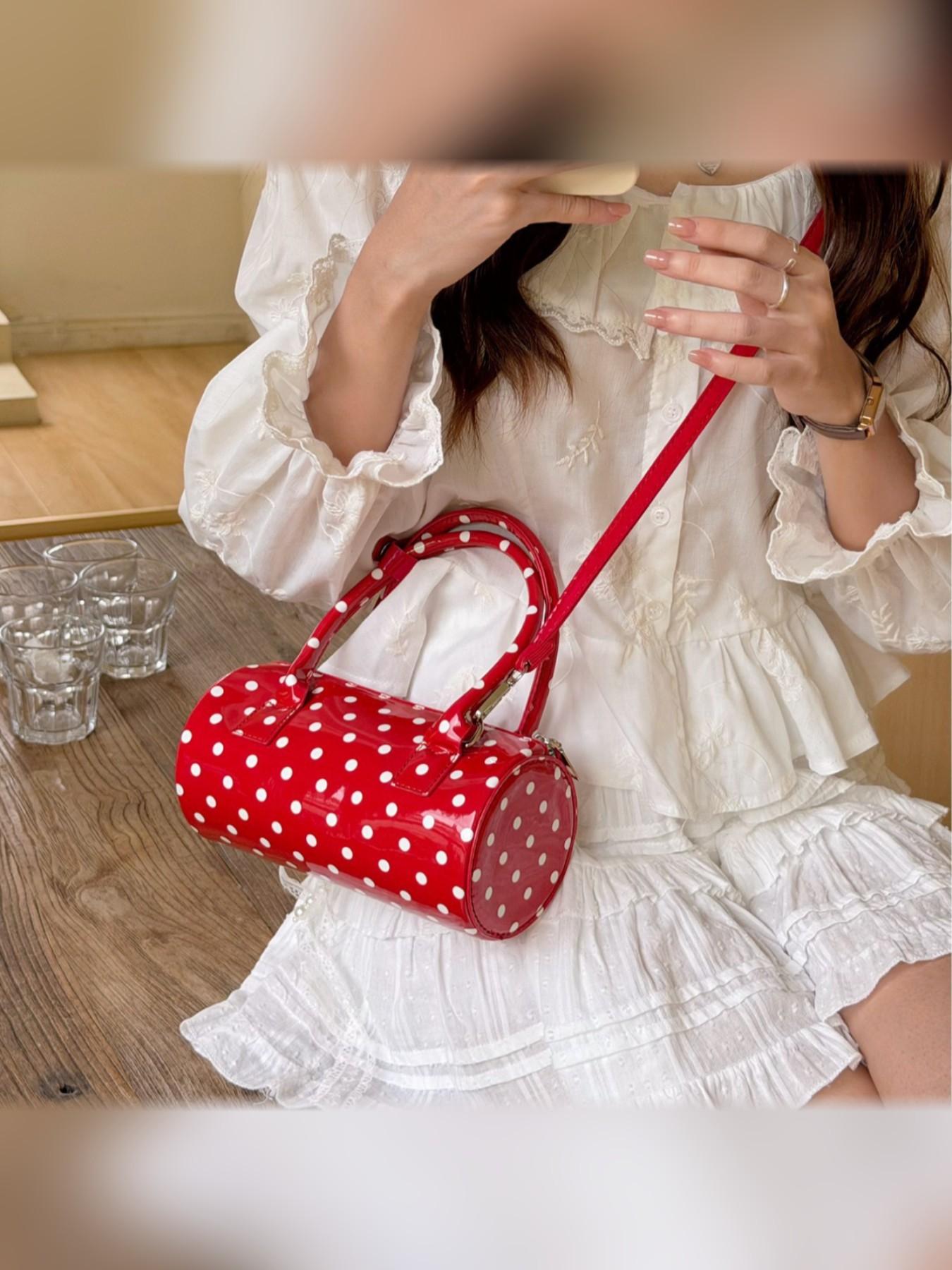 2026 New Fashion Polka Dot Handbag for Women, Elegant Daily Shoulder Bag, Commute Casual Fashionable Crossbody Bag, Versatile Canvas Baguette Bag