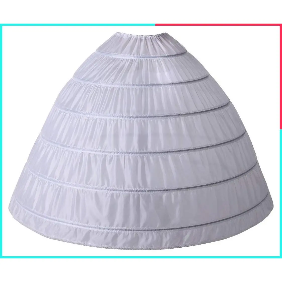 Women's Full A-Line 6 Hoop Petticoat Bridal Underskirt Slip Crinoline PT06