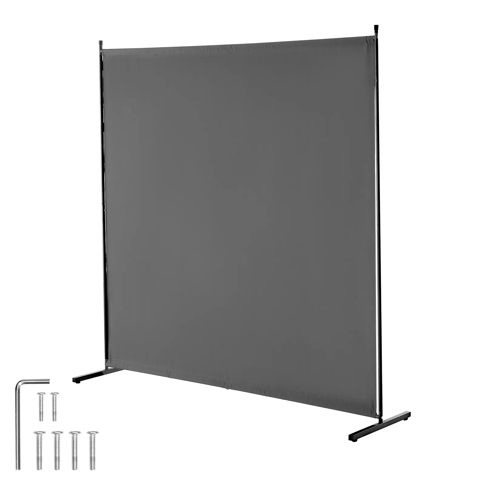 VEVOR Fabric Panel Room Divider, 6FT Privacy Screen Indoor, Single Freestanding Partition for Office, Bedroom, Grey