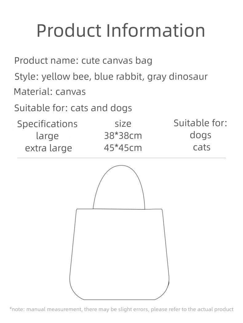 Cute Canvas Pet Carrier - "Peek-a-Boo" Bumblebee Design - Cat Bag, Shoulder Bag, Tote for Small Dogs & Pets