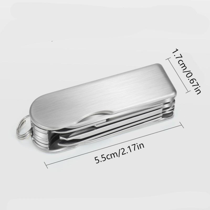 Mini Multifunctional Tool Set with Keychain, Portable Stainless Steel Folding Nail Clippers, Screwdriver, Scissors for Outdoor Camping and Daily Use
