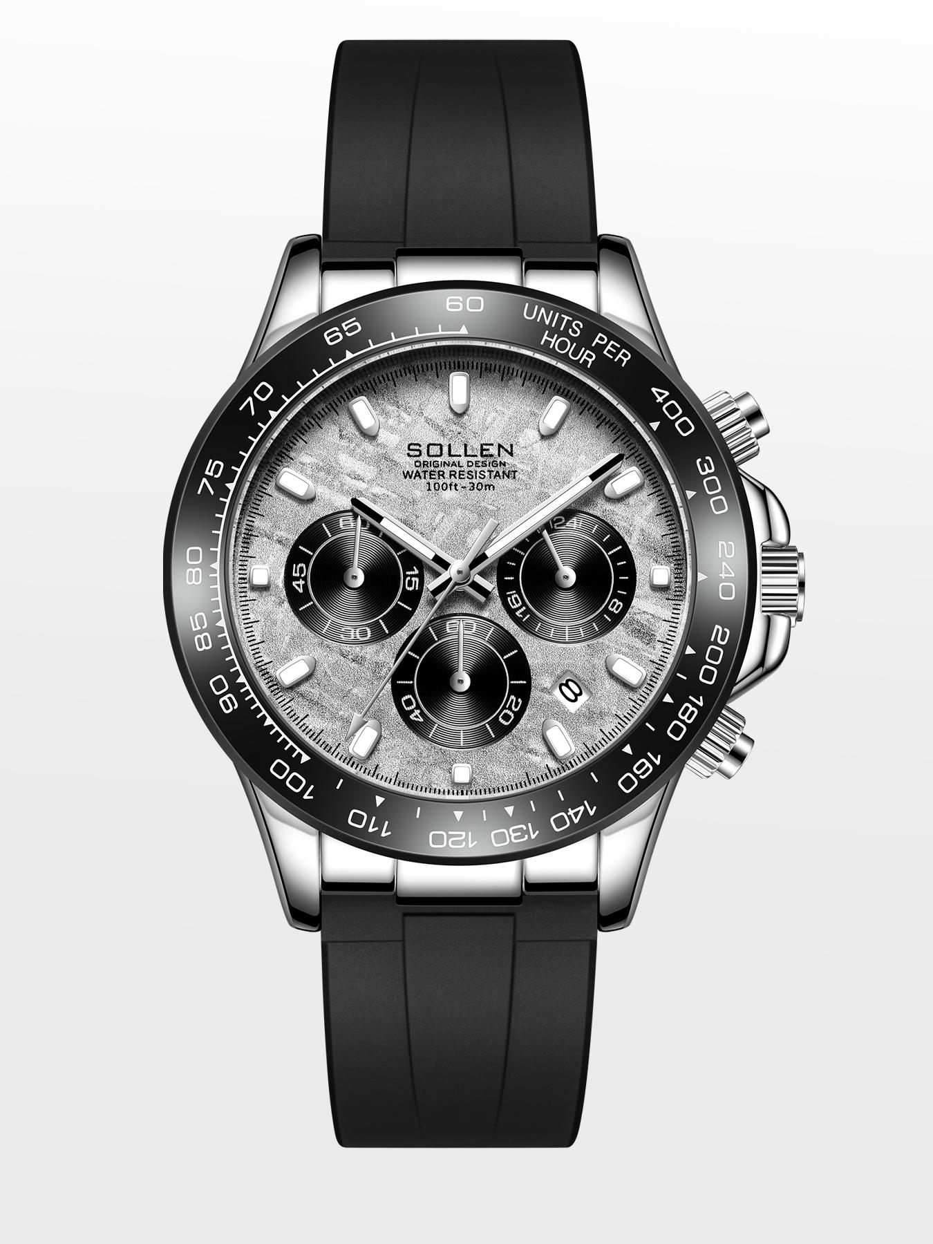 [0407] Luxury Men's Multifunction Quartz Watch – Large Dial Day/Date Display, 24-Hour Chronograph, Water-Resistant Silicone Strap, Modern Sport Design | Premium Gift for Boyfriend, Husband, Christmas, Valentine’s Day, Father’s Day & Anniversaries – 713