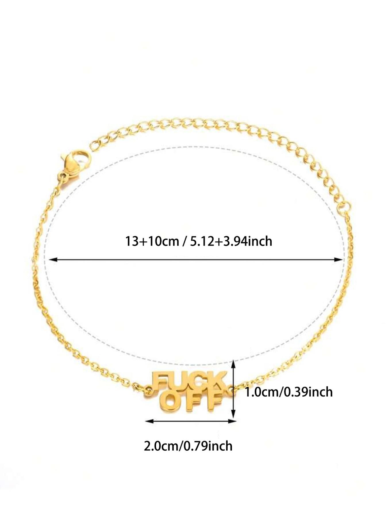 1 Pcs FUCK OFF Letter Anklets for Women Stainless Steel Summer Beach Leg Chain Ankle Bracelet Femme Fashion Waterproof Jewelry,Perfect Gifts for Birthday,Party,Wedding,Anniversary,Mother's Day,Vacation,Daily