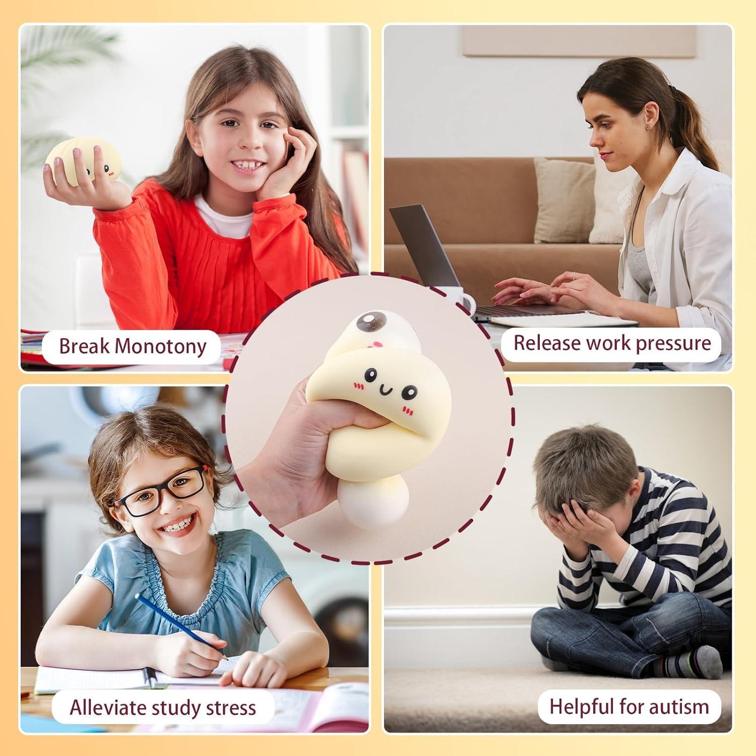 Elastic Baozi Pressure Ball Stress Relief Sensory Toy, Ideal for Kids and Adults, Perfect Birthday Party Gift, Compression Dough Ball