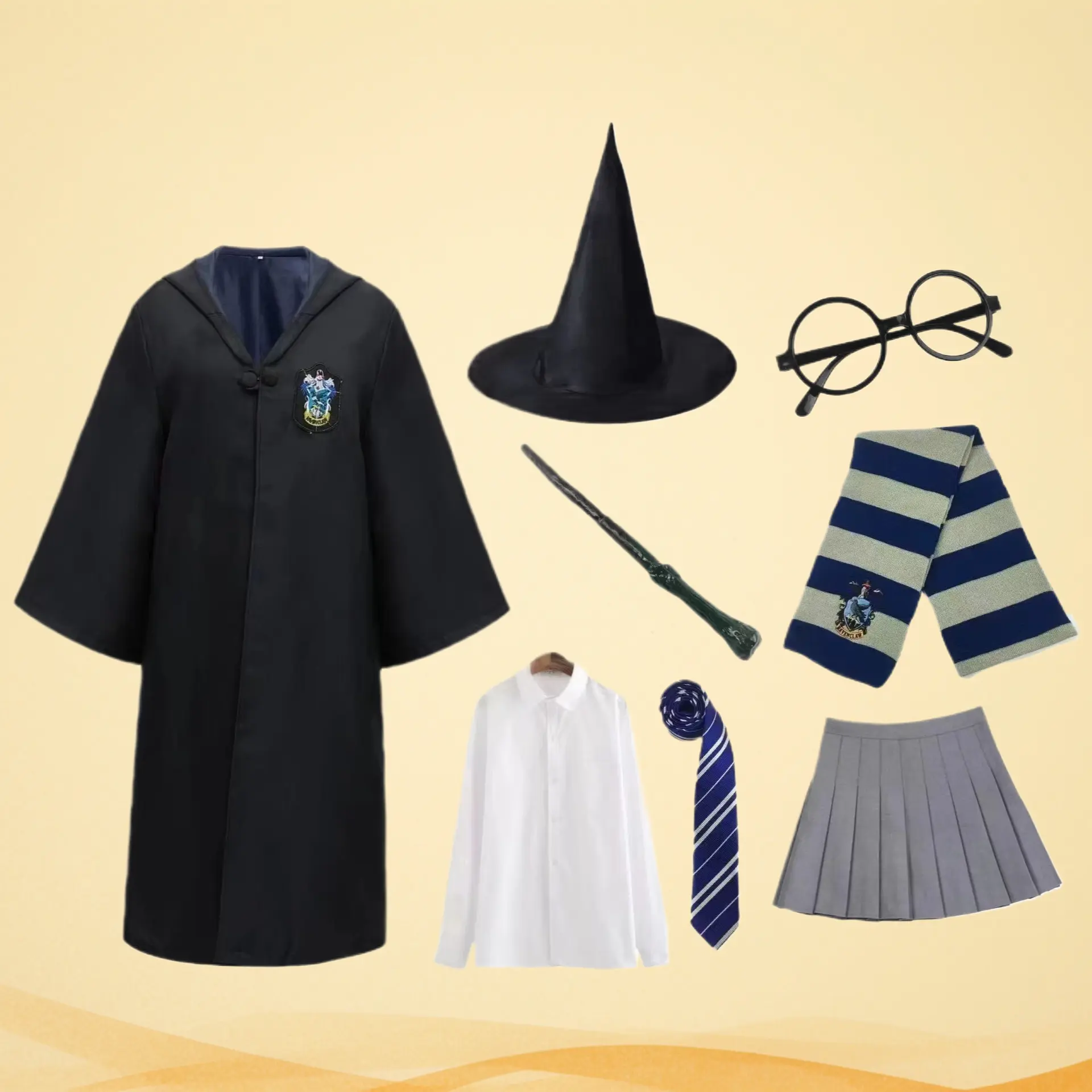 Harry Potter Academy Robe Role‑Play Wizard Uniform Cos Outfit for Halloween Stage Performances