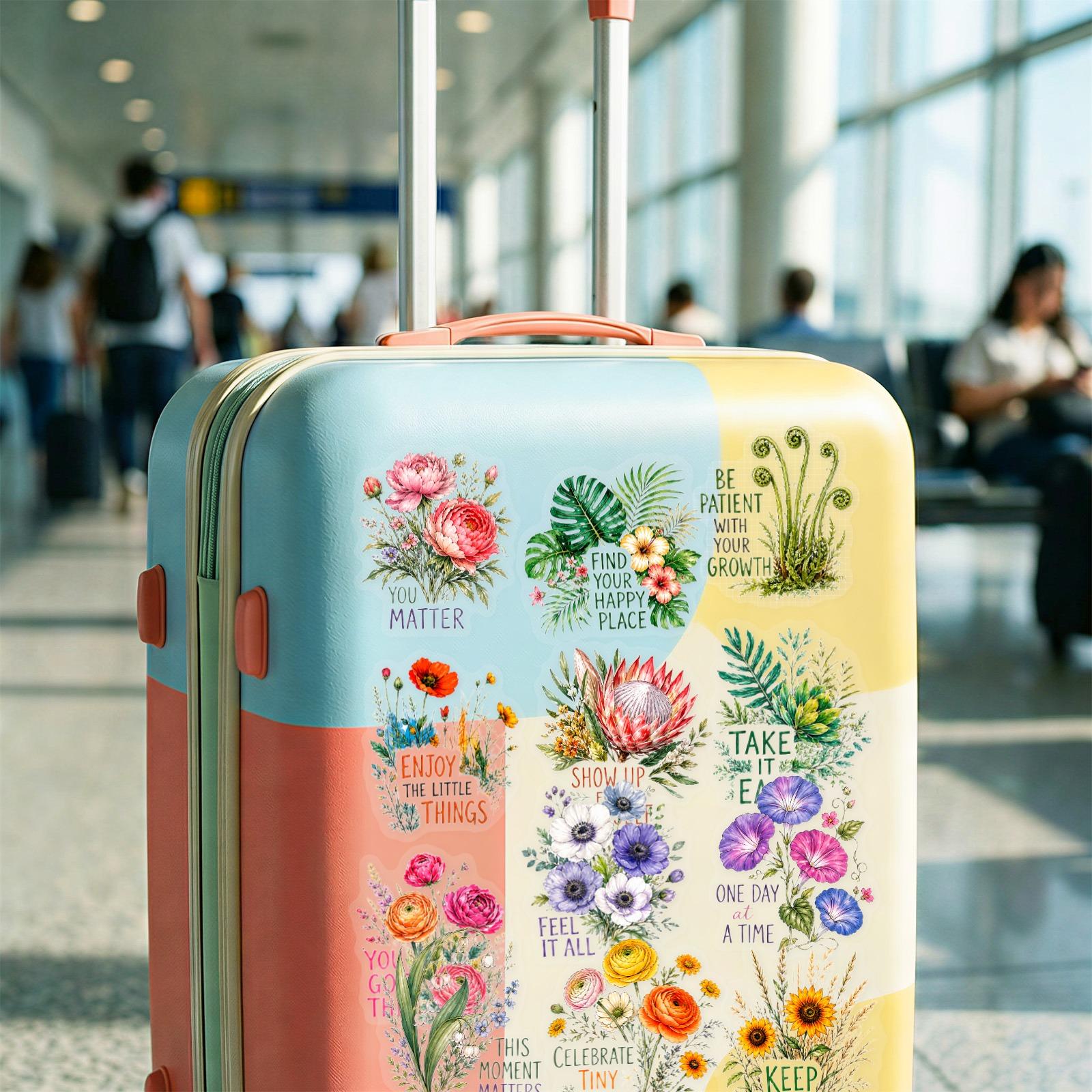 50Pcs Clear PET Watercolor Floral Positive Quote Stickers, Aesthetic Transparent Decorative Stickers, Planner Accessories, Office Products, Back To School Stationery for Journal Scrapbook Notebook
