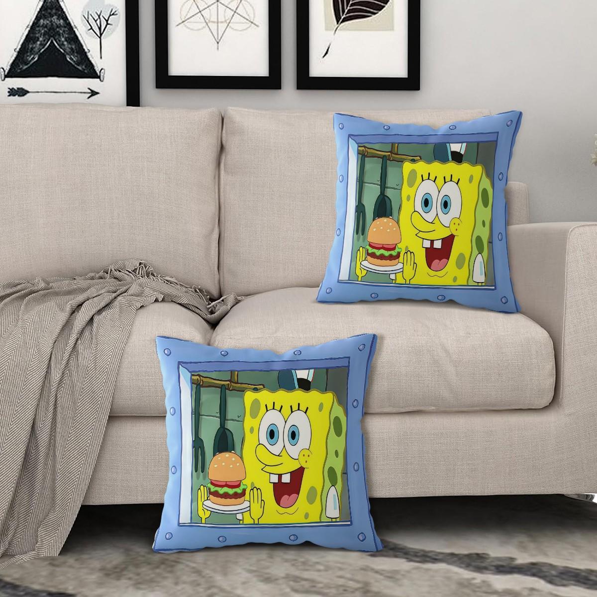 Spongebob Squarepants Pattern Pillow, Soft and Comfortable Printed Design, Multiple Patterns Available, Perfect Gift for Kids and Adults
