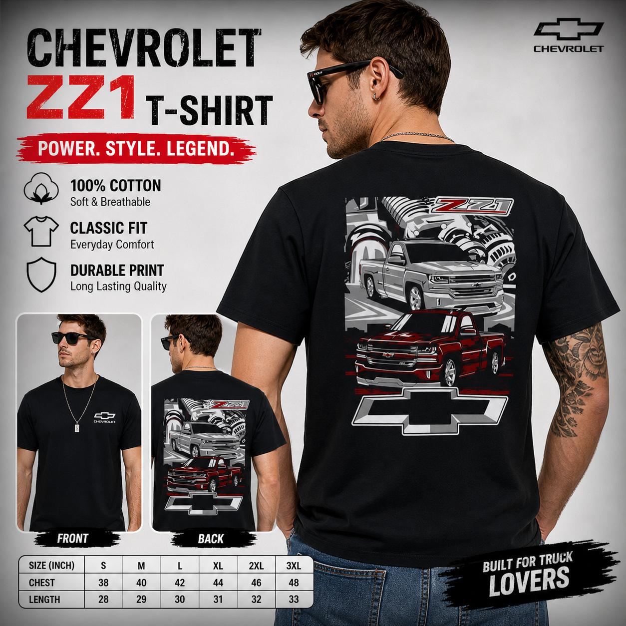 Z71 Chevrolet Truck Graphic T-Shirt, Suitable for Chevrolet Enthusiasts Truck Shirt, Off-Road Enthusiast Graphic T-Shirt, Car Enthusiast Garage Style Clothing Gift for Car Lovers, Unisex T-Shirt, Pure Cotton Casual Black,automotive