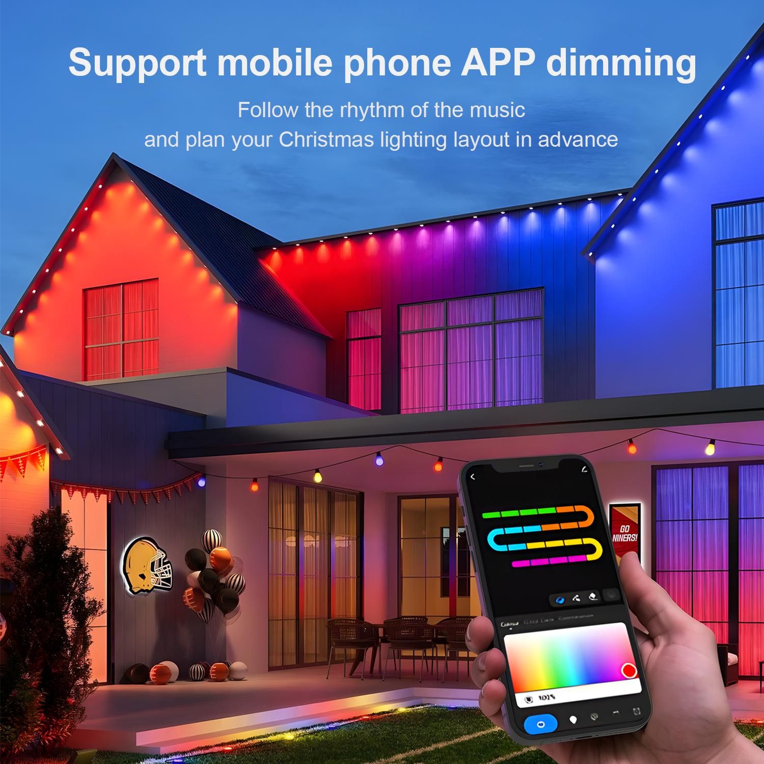GALENTAL Permanent Outdoor Eaves Lights, Outdoor Lighting With RGB IC, Holiday Decorations for Party, Music Rhythm , Remote Control & Bluetooth APP Link, IP67 Waterproof, 50/100 Feet Length, Ideal for Festival and Daily Decor, Summervibes GALENTAL Permanent Outdoor Eaves Lights, Outdoor Lighting With RGB IC, Holiday Decorations for Party, Music Rhythm , Remote Control & Bluetooth APP Link, IP67 Waterproof, 50/100 Feet Length, Ideal for Festival and Daily Decor, Summervibes