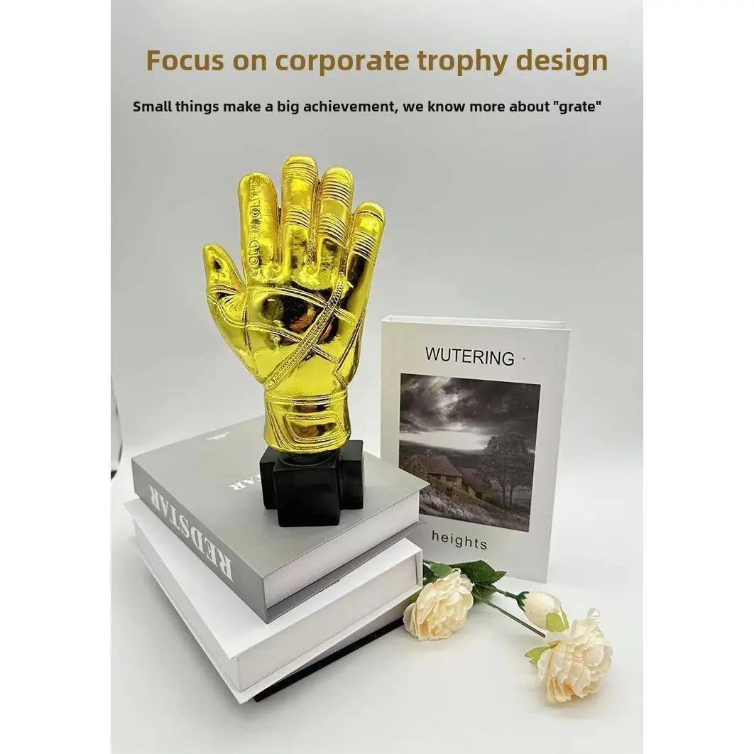 Football Trophy Gold Gloves Trophy Football Fans Souvenir Goalkeeper TrophyGolden Glove Award