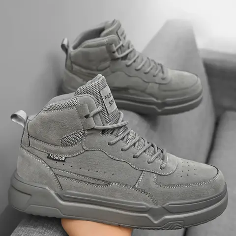 Men's Trendy High Top Sneakers, Soft Sole Lightweight Comfortable Breathable Shoes, Youth Casual Couple Sports Shoes, Simple Running Shoes, Athletic Shoes, Workout Sneakers, Pu Textile Sneakers, Fashion Athletic Sneaker, Sporty Sneakers, Footwear Sneakers