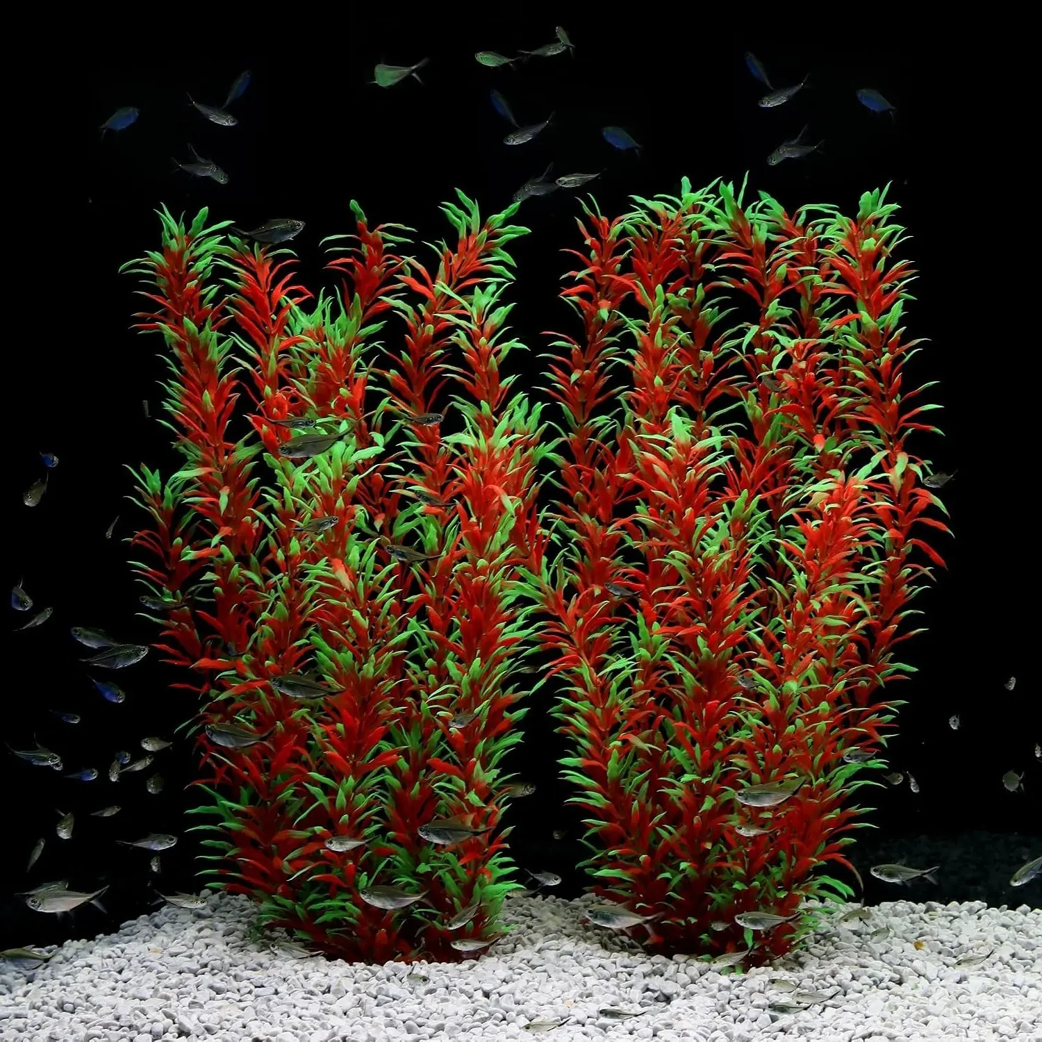 Extra Large 21 Inch Artificial Plastic Aquarium Plants, Tall Fish Tank Decorations, Wine, 2pcsGift