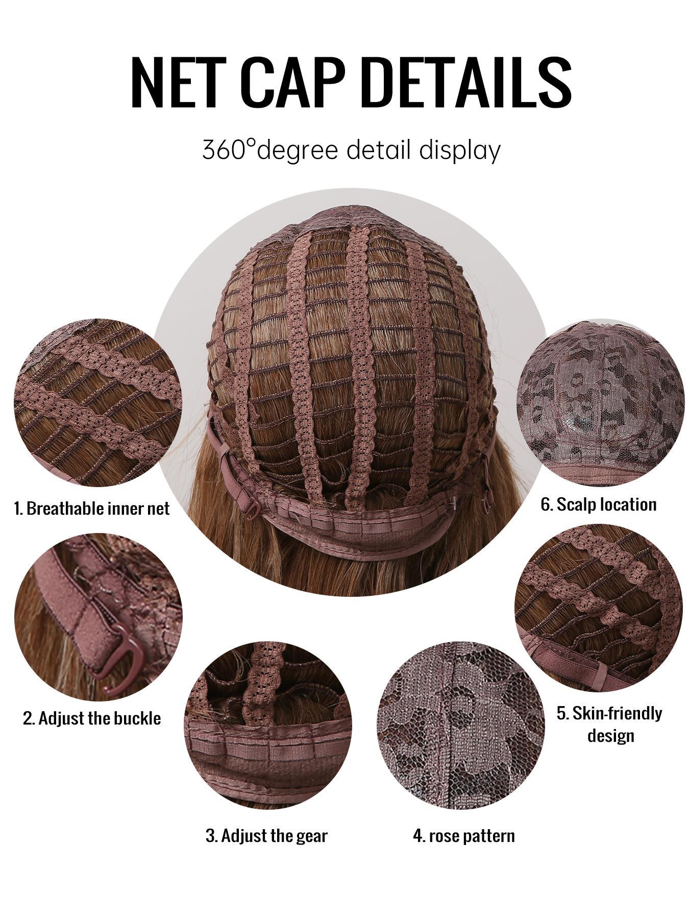 22 Inch Long Straight Wigs for Women, Gorgeous Fluffy Wigs with Bangs, Synthetic Full Machine Wigs for Party, Daily Use, Synthetic Hair Wigs