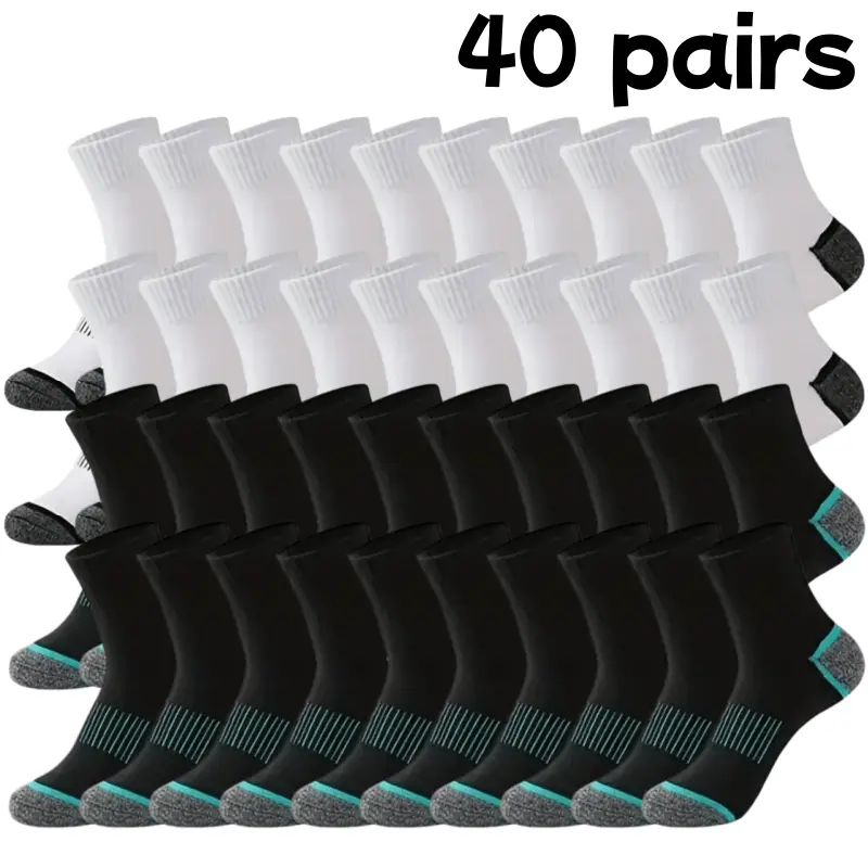 Men's 40-Pair Heavy-Duty Thermal Long Tube Keep Warm Sporty Socks - Thick Cushioned, Winter Warm, All-Season Wear, Unisex, Machine Washable, Universal Sport, Black & Grey Striped, Keep Warm Sports Socks, Sporty Sports Socks