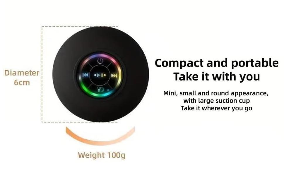 Mini Bluetooth Shower Speaker, Portable Bluetooth-compatible Speaker for Beach, Shower and Home Mini Portable Wireless Speaker,Ortable Wireless Speaker with Suction Cup. Pairs Easily to Phones, Tablets, Computer. Gift for Men and Women