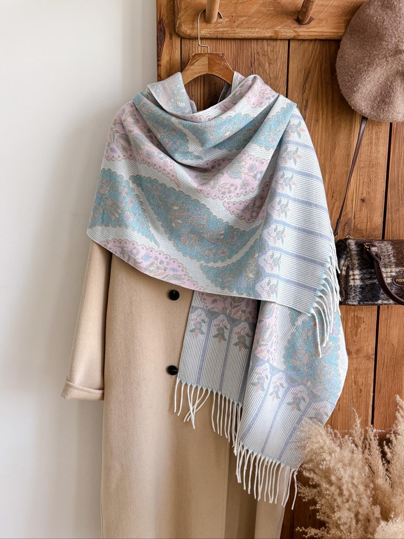 Cozy Ethnic Print Boho Style Scarf for Fall & Winter, Soft Woven Shawl for Men Women Daily Wear, Casual Fashion Accessory