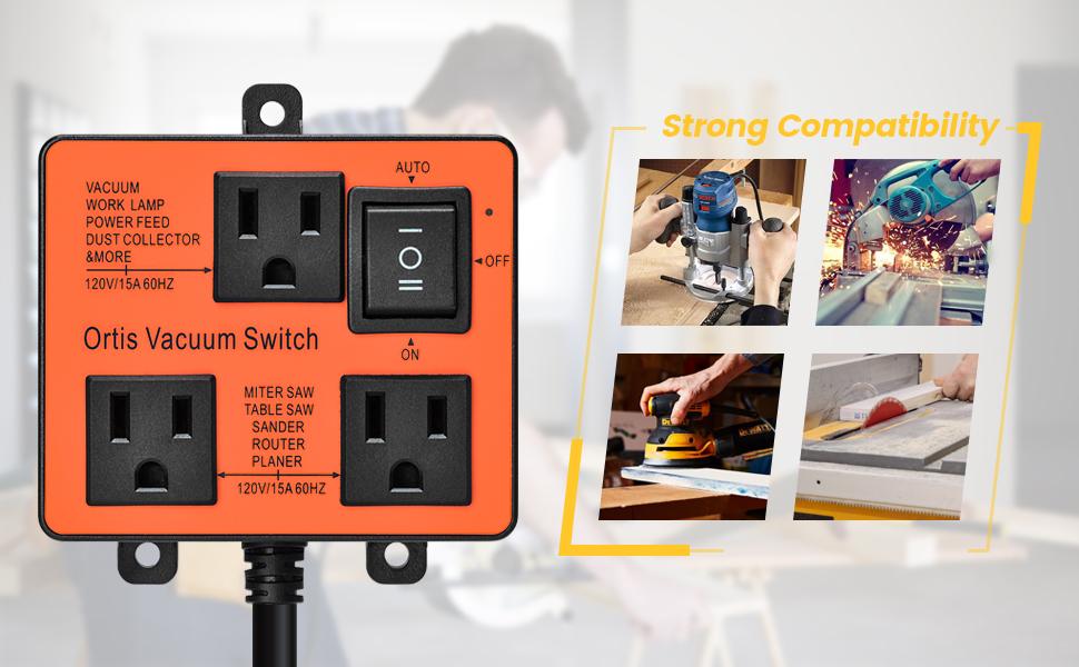 Ortis Dust Auto Switch for Cut Saw & Vacuum | Work Shop Dust Control Tool Outlets Workshop