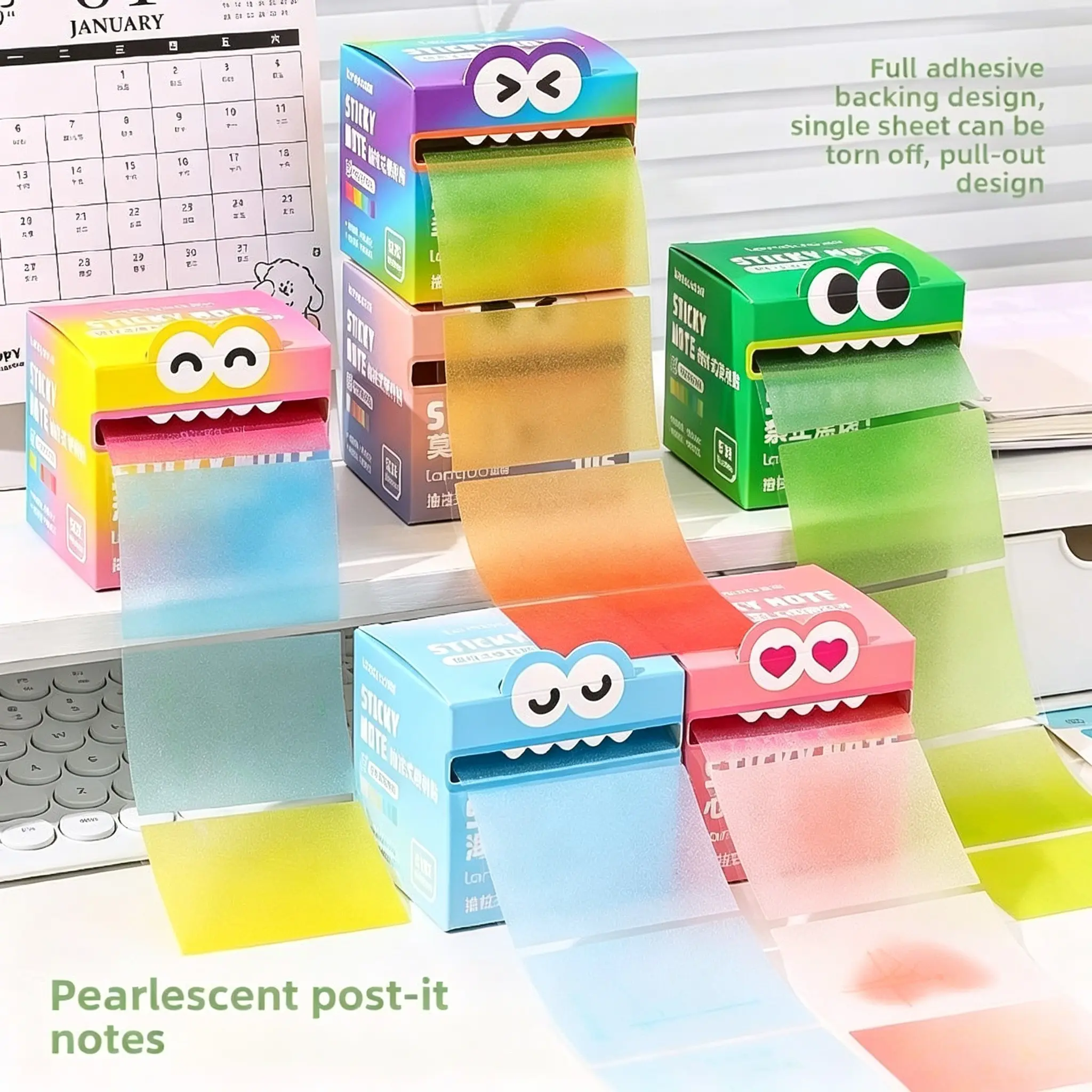 Shimmer Ombre Clear Sticky Note Tabs, Aesthetic Pull-Out Study Tabs, Adhesive Error Marking Stickers