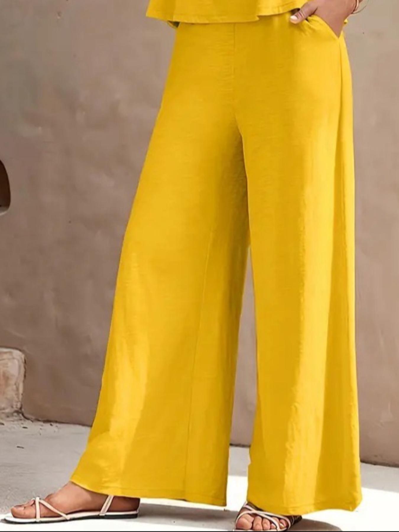 Elegant Two-Piece Set for Women, Womenswear Round Neck Vest & Wide-Leg Pants, Perfect for Casual Wear, Stylish for Daily Use