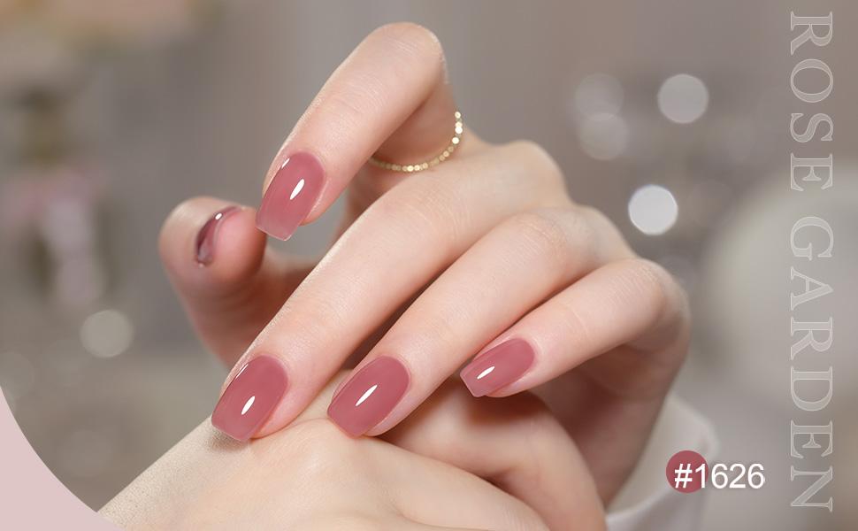 GAOY Rose Garden Jelly UV Gel Nail Polish of 6 Transparent Nude Red Pink Brown Colors Sheer Gel Polish Kit for Christmas Gift Idea Salon Gel Manicure and Nail Art DIY at Home