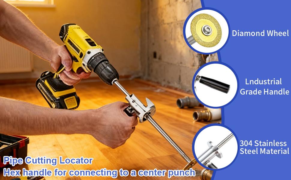 Inside Pipe for PVC Pipe, with Handle and 4 Grit Cutting Wheel, 7 Inch Cutting Depth, 1/4in Hex Shank Fit, Pipe Tool for