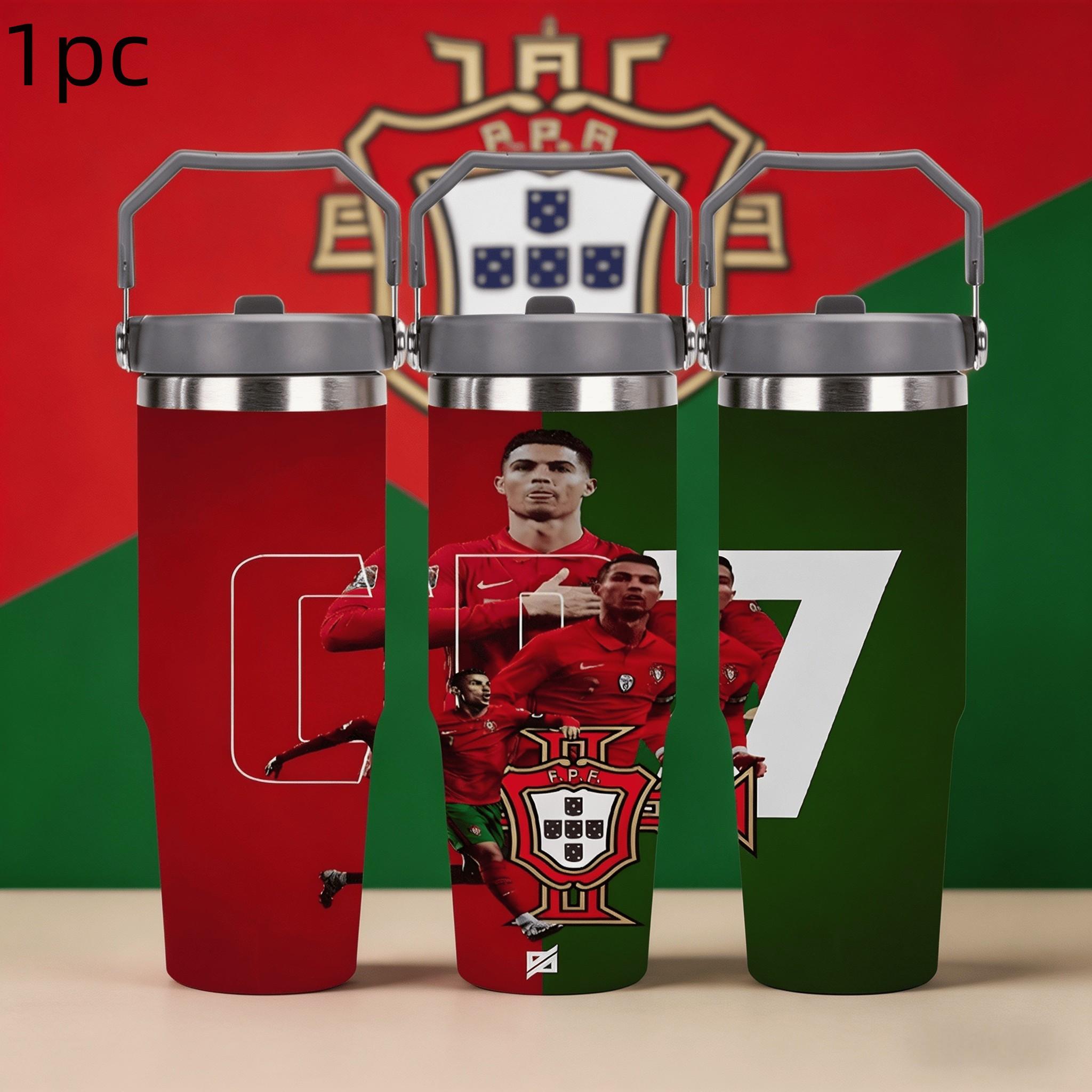 1pc 30oz stainless steel large-capacity car water bottle, Number 7 jersey Pattern，for Cristiano Ronaldo fans.for football enthusiasts. various patterns to choose from, fan gift, Outdoor camping Coffee Cups & Mugs