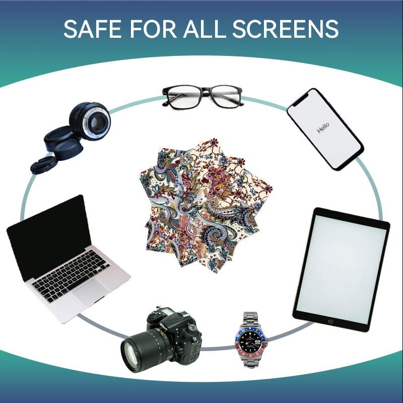 1/3/6/14pcs Paisley-patterned Cleaning Cloth, Multiple Specifications Available (Single - sided), Ideal for Lens & Glasses Cleaning, Rich Ornate Design, Suitable for Home Use, High - Quality Fabric