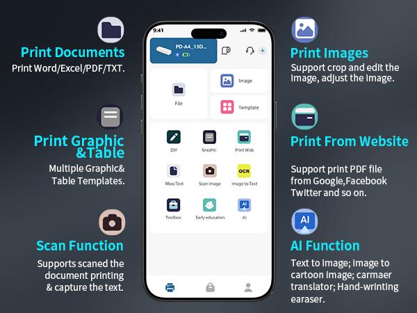 Jadens Portable Thermal Printers,Wireless Bluetooth Smart Printer with 6 Roll Various Sizes Paper,Support US Letter for Business Office Home School Jadens Portable Thermal Printers,Wireless Bluetooth Smart Printer with 6 Roll Various Sizes Paper,Support US Letter for Business Office Home School