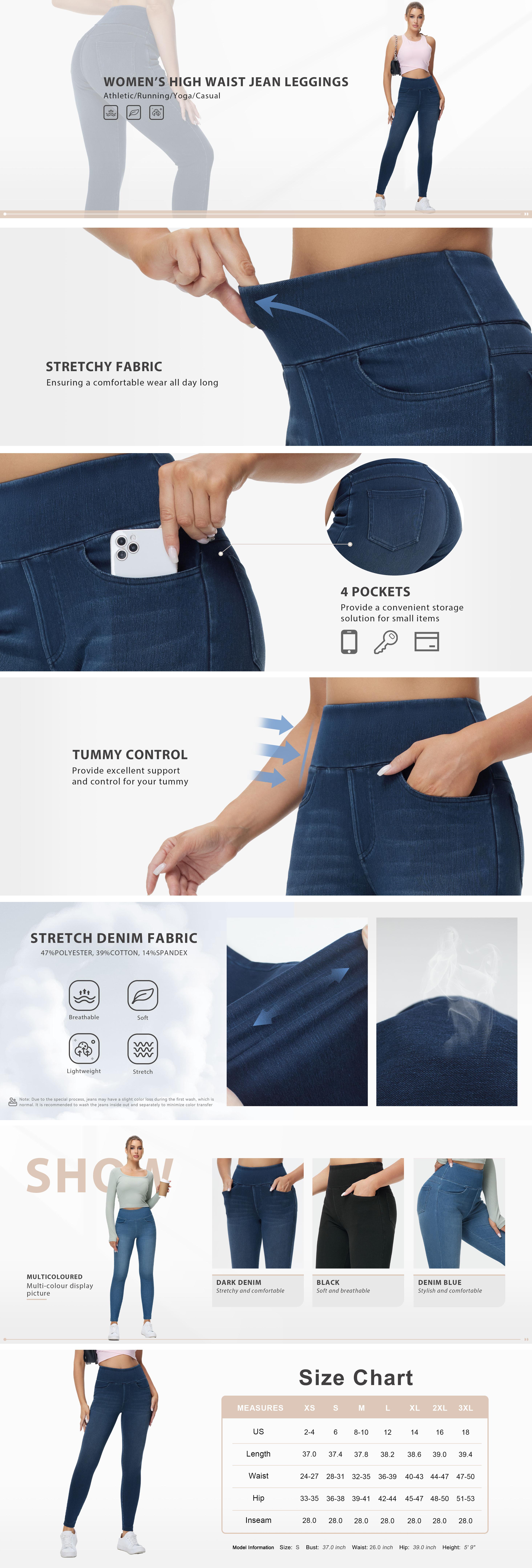 THE GYM PEOPLE Women's High Waisted Jeggings Pants Slimming Stretchy Tummy Control Skinny Jean Leggings with Pockets Basic Slim stacked jeans THE GYM PEOPLE Women's High Waisted Jeggings Pants Slimming Stretchy Tummy Control Skinny Jean Leggings with Pockets Basic Slim stacked jeans