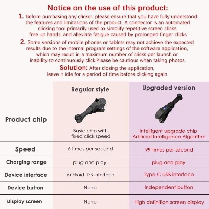 Smartphone Auto Clicker, iPhone Speed Clicker, iPad APP Fast Click Simulation, Continuous Tap (douyin), Live Like, Instant Deals, Plug-And-Play, Electronic Gadgets