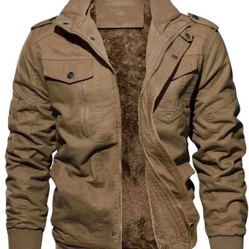 Men's Regular-Fit Solid Zip Thermal-Lined Jacket & Coats with Pockets, Casual Long-Sleeve Stand-Collar Warm Lining Outerwear for Fall & Winter, Fashion Clothing for Daily Wear