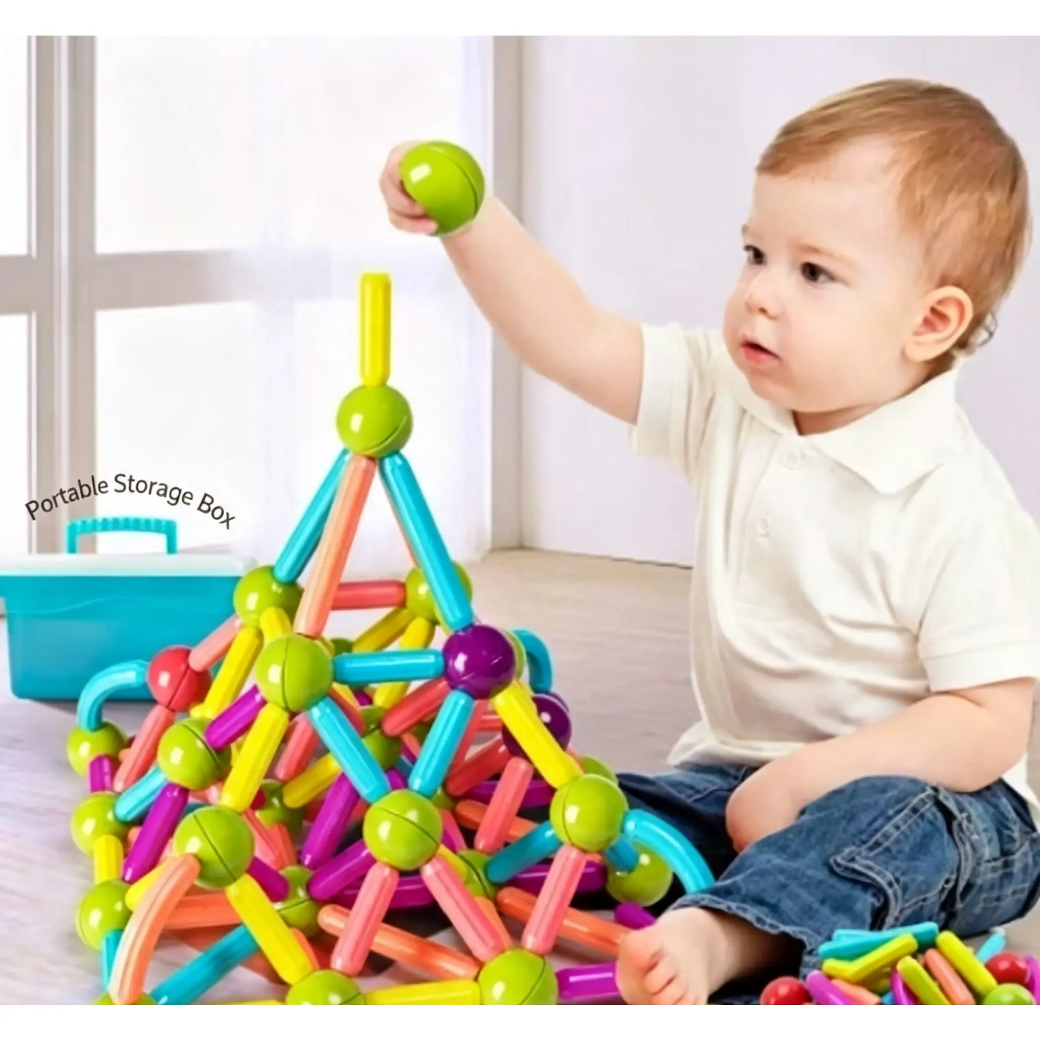 Powerful magnetic children's magnetic stick educational magnetic building block toy, suitable as an early education magnetic gift for boys and girls