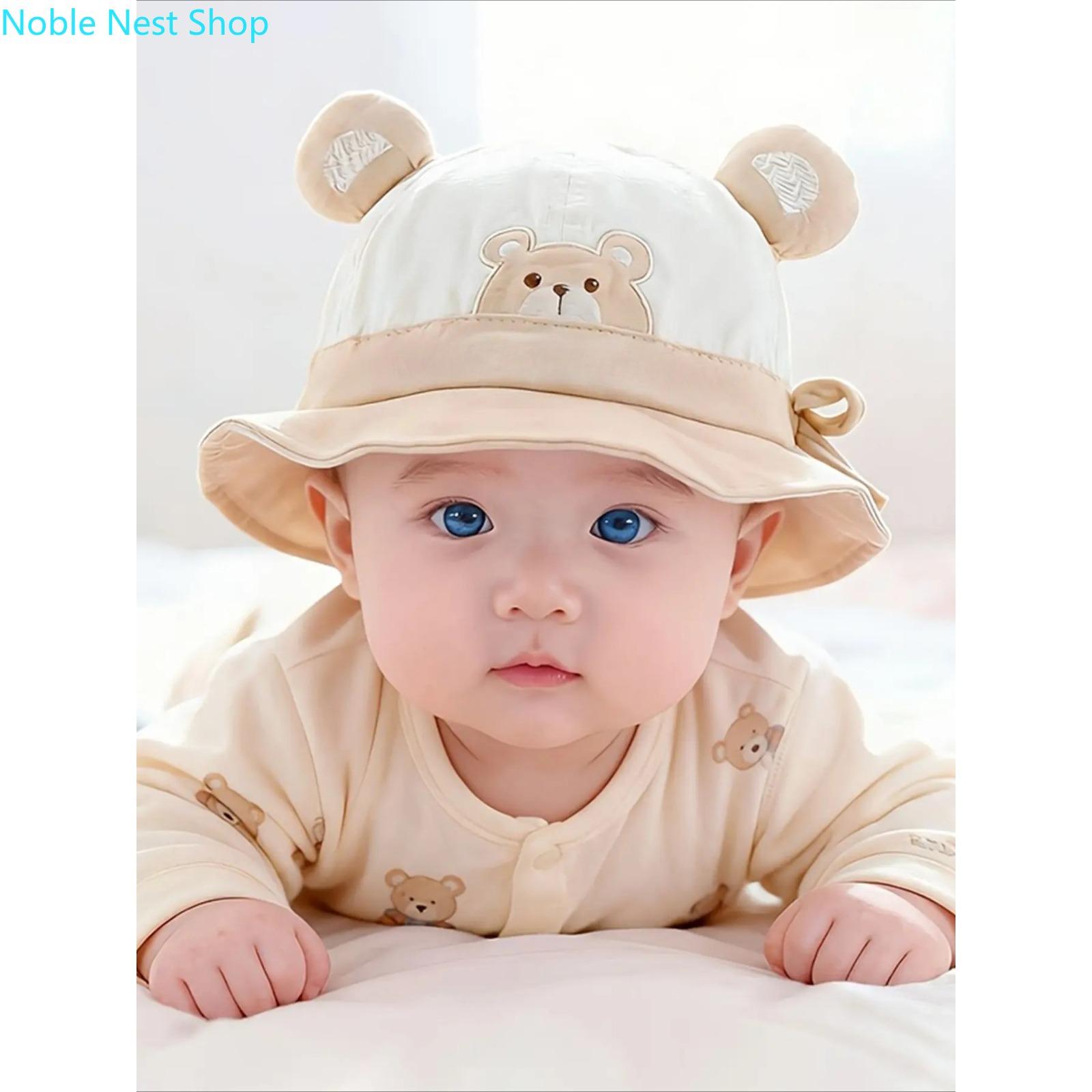 Toddler Cartoon Animal Bucket Hat with Embroidered Bunny Ears, Unisex Cute Headwear for Daily Outdoor Use in Spring