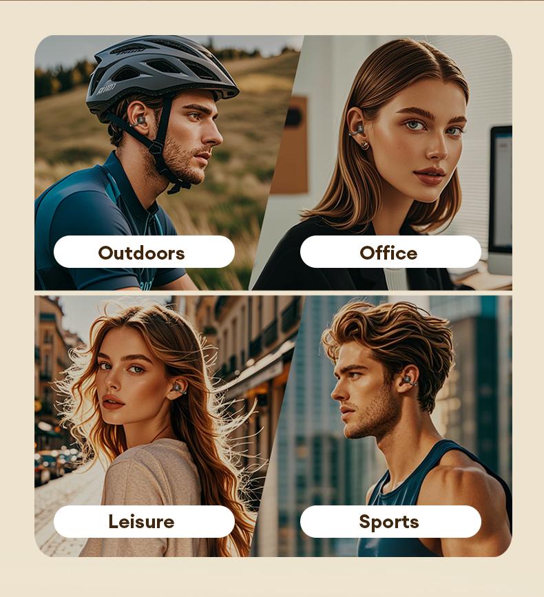 HYUNDAI M100 Clip-On Wireless Ear Headphones with Smart Display, Bluetooth 6.0 Stable Connection, HiFi Sound Earbuds for Music & Phone Calls, Sport Sweatproof Design, Compatible with Android & iOS