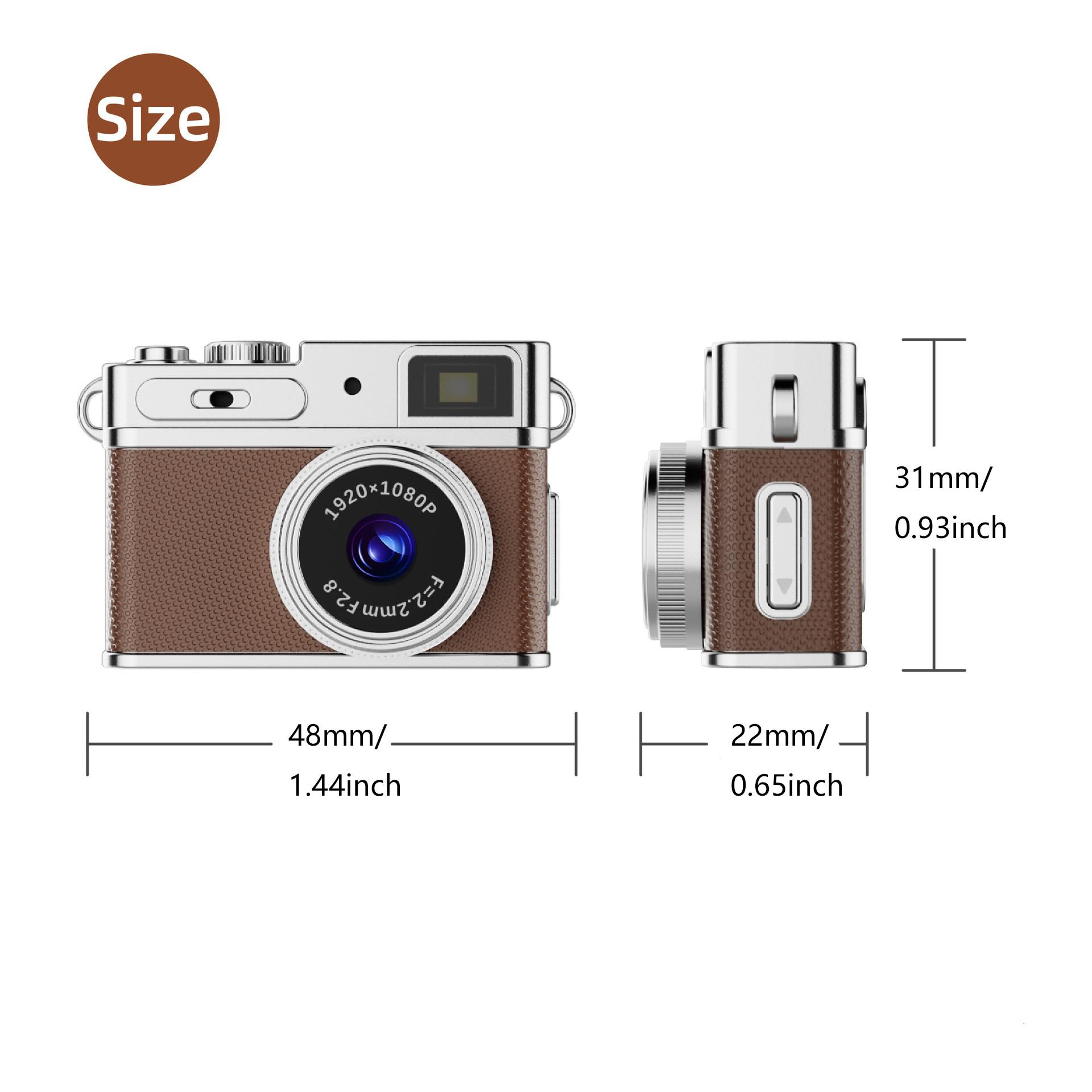 HD 1080P Retro Camera Keychain Mini Camera, 0.96 Inch HD Screen, Long Lasting Battery, Includes 8GB TF Memory Card