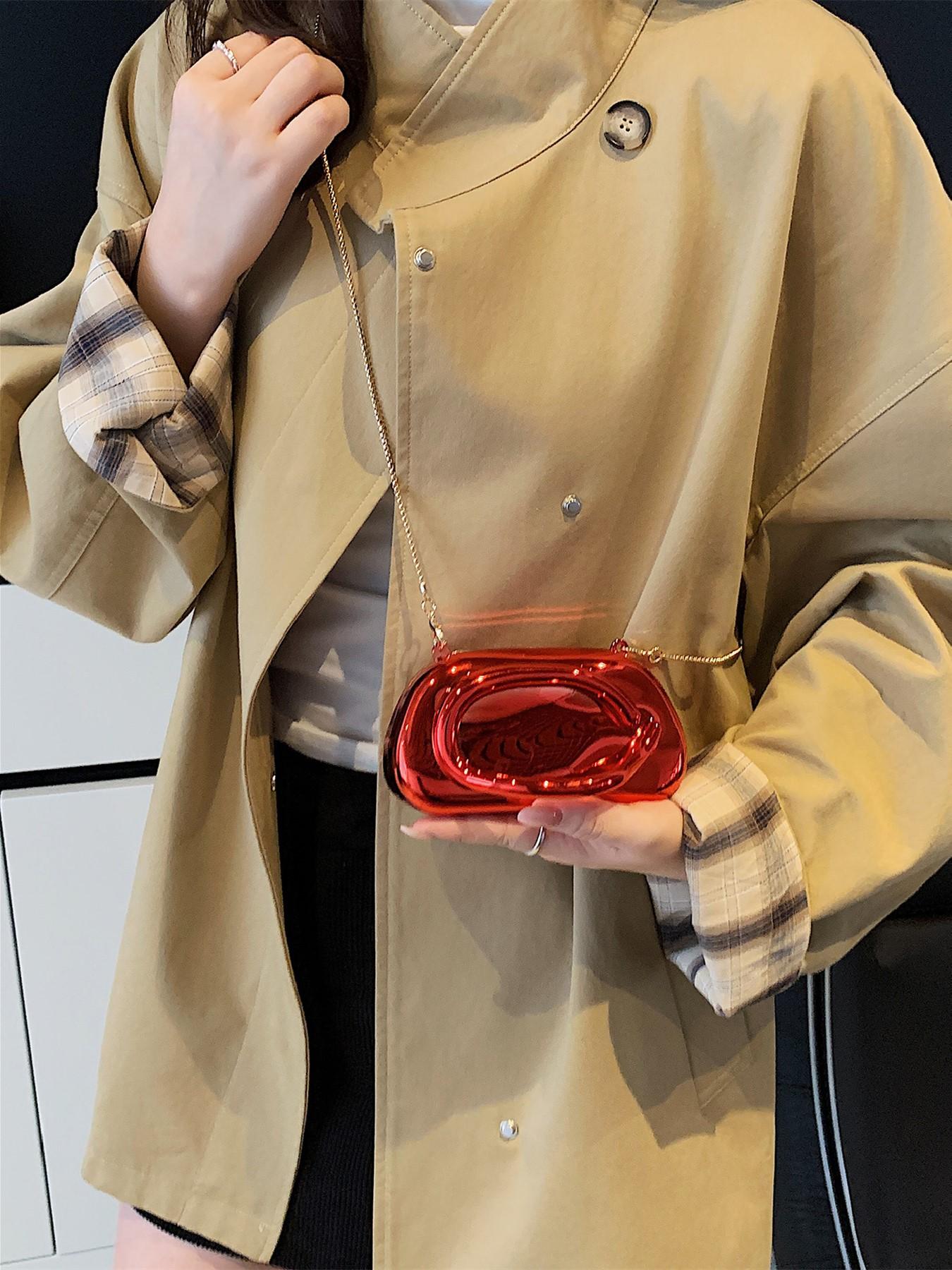 2025 New Acrylic Mirror Red Bag | Retro Luxury Shell Shaped Evening Party Crossbody Bag for Women Vintage Chic Purse