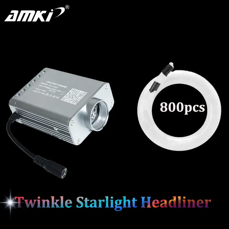 AMKI 16W Starlight Headliner Kit with 800PCS Fiber Optic Car Home Headliner Star Light Kit APP Music Control Ambient Light