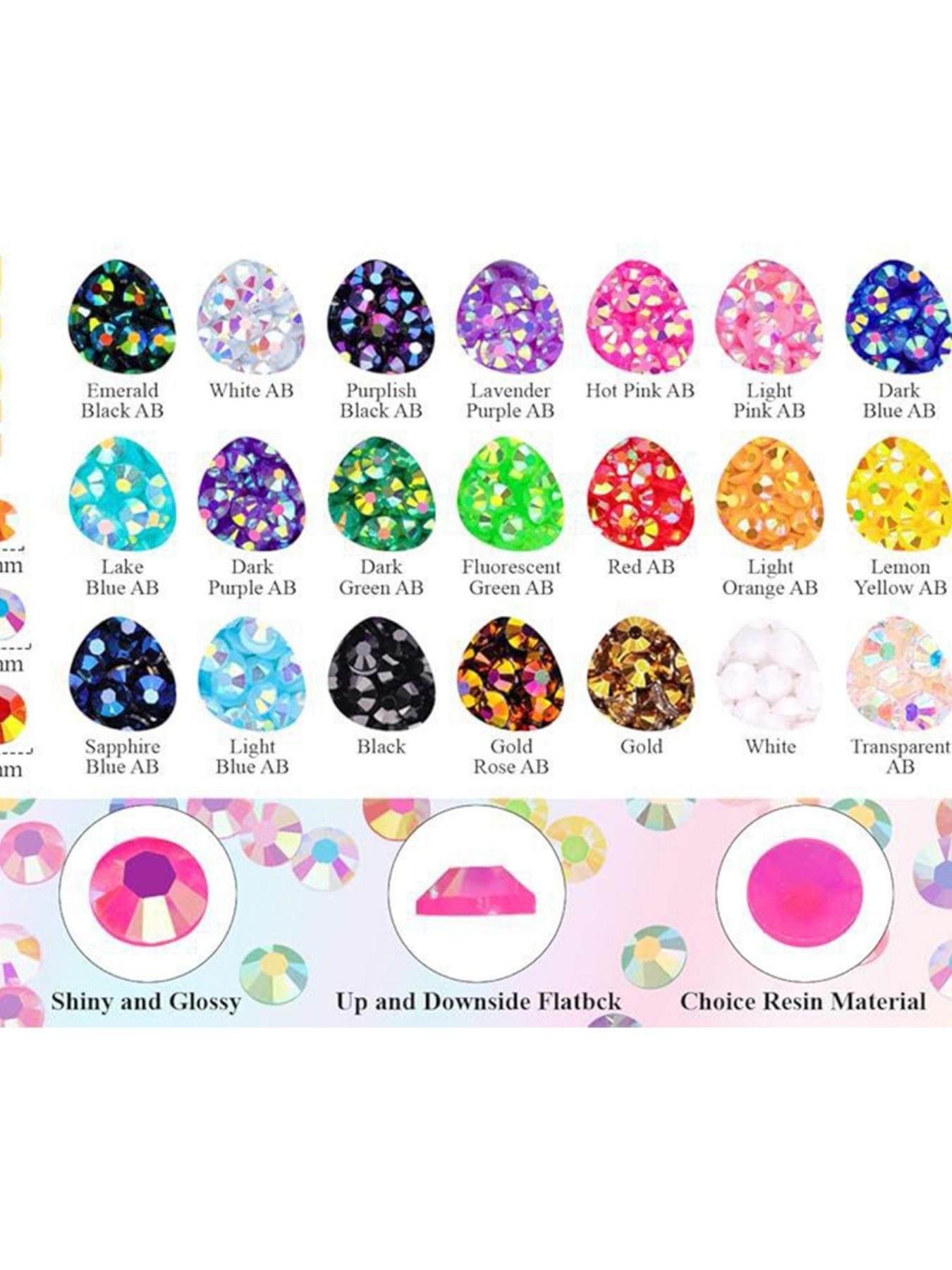24-Piece Candy Resin Rhinestones, 3mm Ab Color Flat Back Jelly Water Drills, DIY Jewelry, Nail Art, Phone Decorations