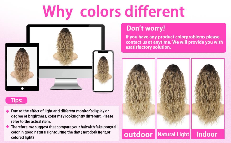 ORSUNCER Ponytail Extension 18" Curly Pony Tail Clip in Claw Short Ponytail Fluffy Natural Looking Synthetic Hairpiece for Women Easy To Go